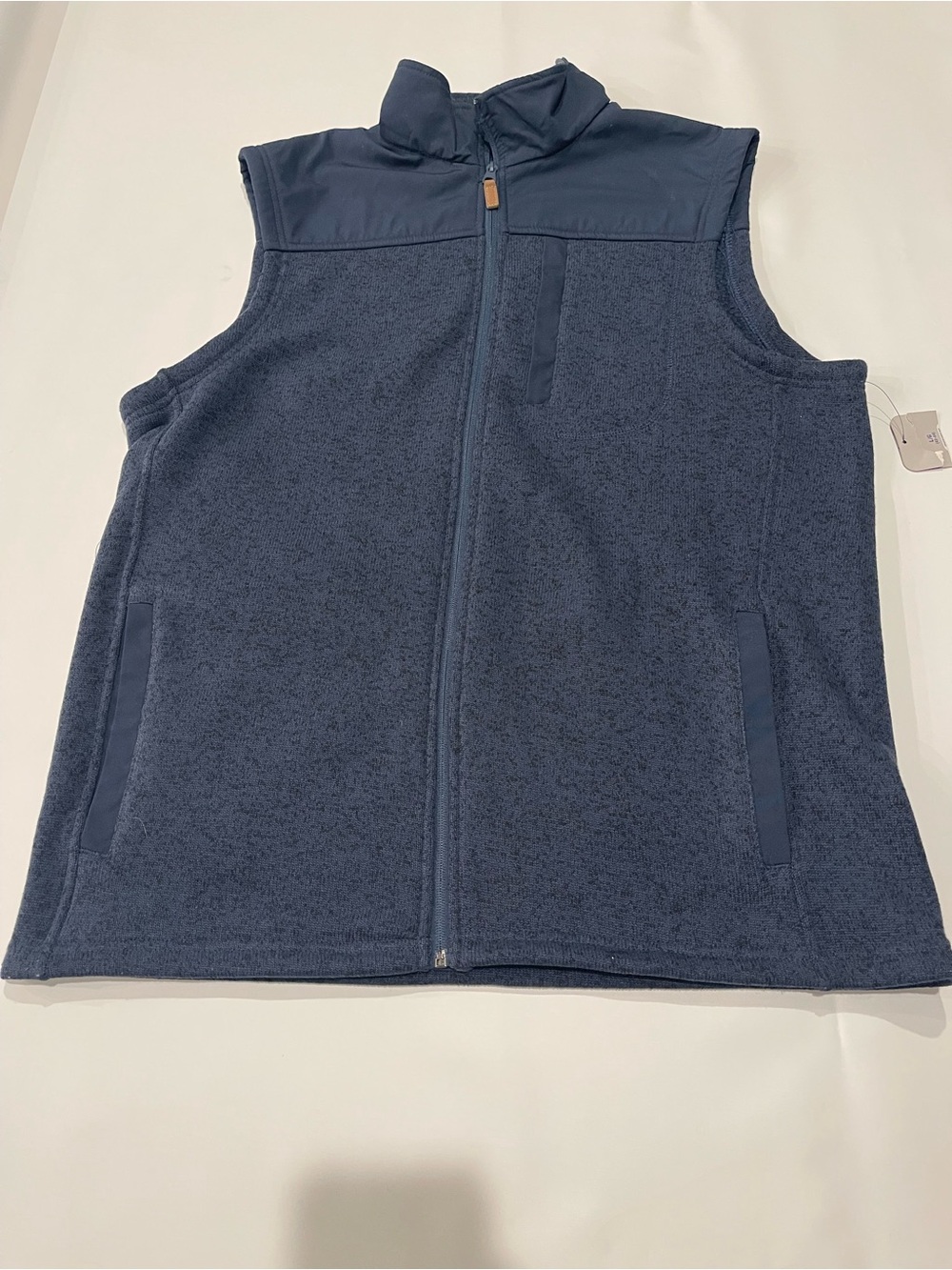 George Navy Blue Full-Zip Fleece Vest Stand-Up Collar Mens L (42-44) NWT.#0647